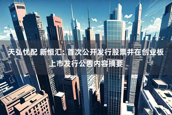 天弘忧配 新恒汇: 首次公开发行股票并在创业板上市发行公告内容摘要