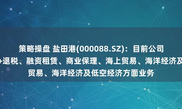 策略操盘 盐田港(000088.SZ)：目前公司没有参与智慧报关+退税、融资租赁、商业保理、海上贸易、海洋经济及低空经济方面业务